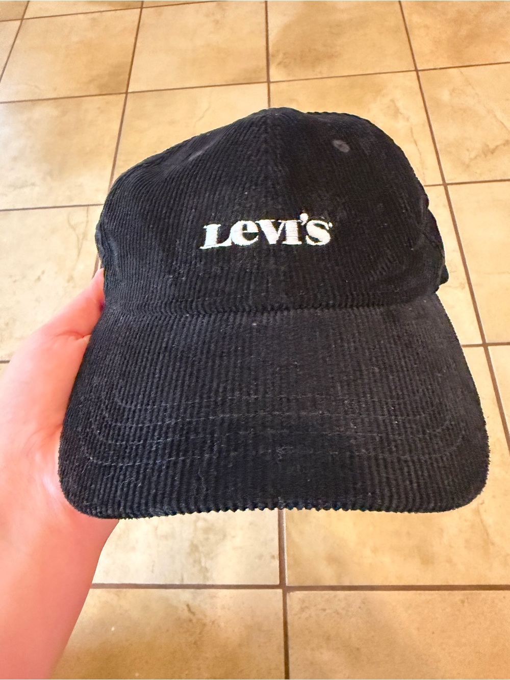 Levi's Black Corduroy Dad Hat with White Logo